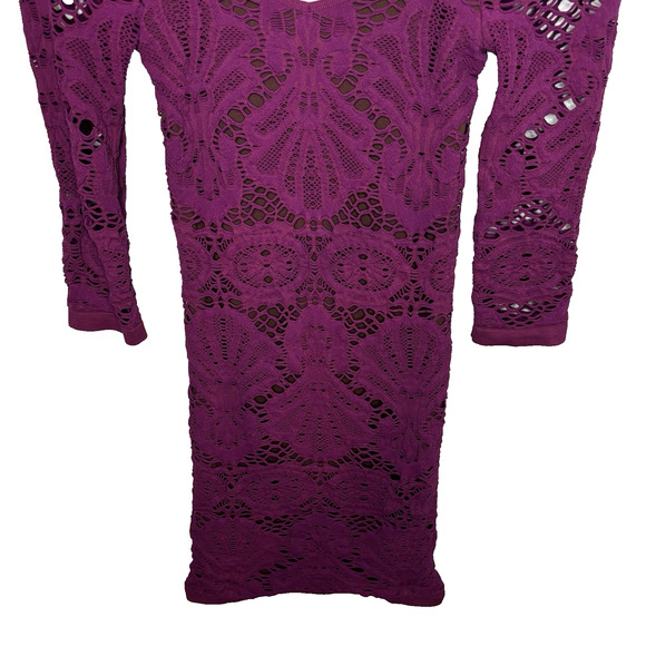 Intimately Free People Mini Dress Purple Lace Bodycon XS S Boho Festival Party - Picture 4 of 9